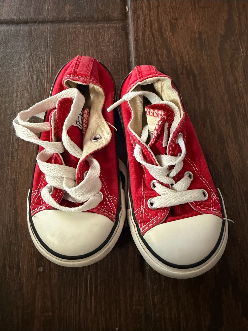 Converse Red Canvas Kids Low-Top Sneakers with White Accents